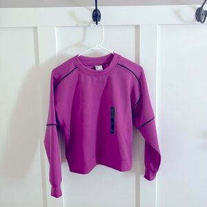 All in motion women’s Sandwash Pickleball Crew in raspberry color black piping